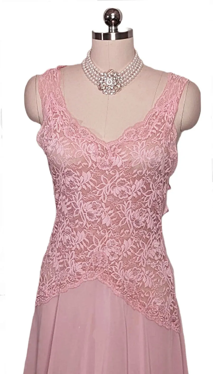 * VINTAGE VICTORIAS SECRET STRAWBERRY ICE CREAM LACE NIGHTGOWN WITH SATIN BOWS - ABSOLUTELY GORGEOUS BACK WITH BOWS