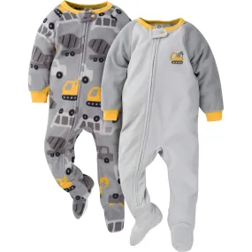 2-Pack Baby & Toddler Boys Construction Trucks Fleece Pajamas