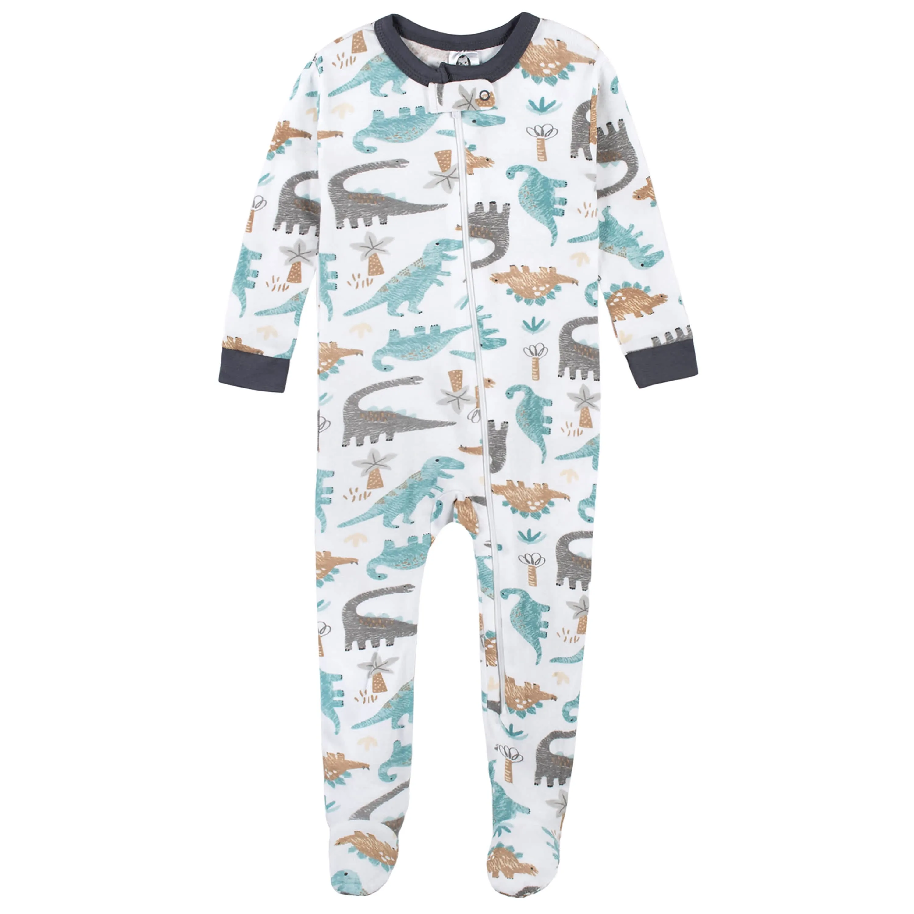 2-Pack Baby & Toddler Boys Dino Blues Snug Fit Footed Cotton Pajamas