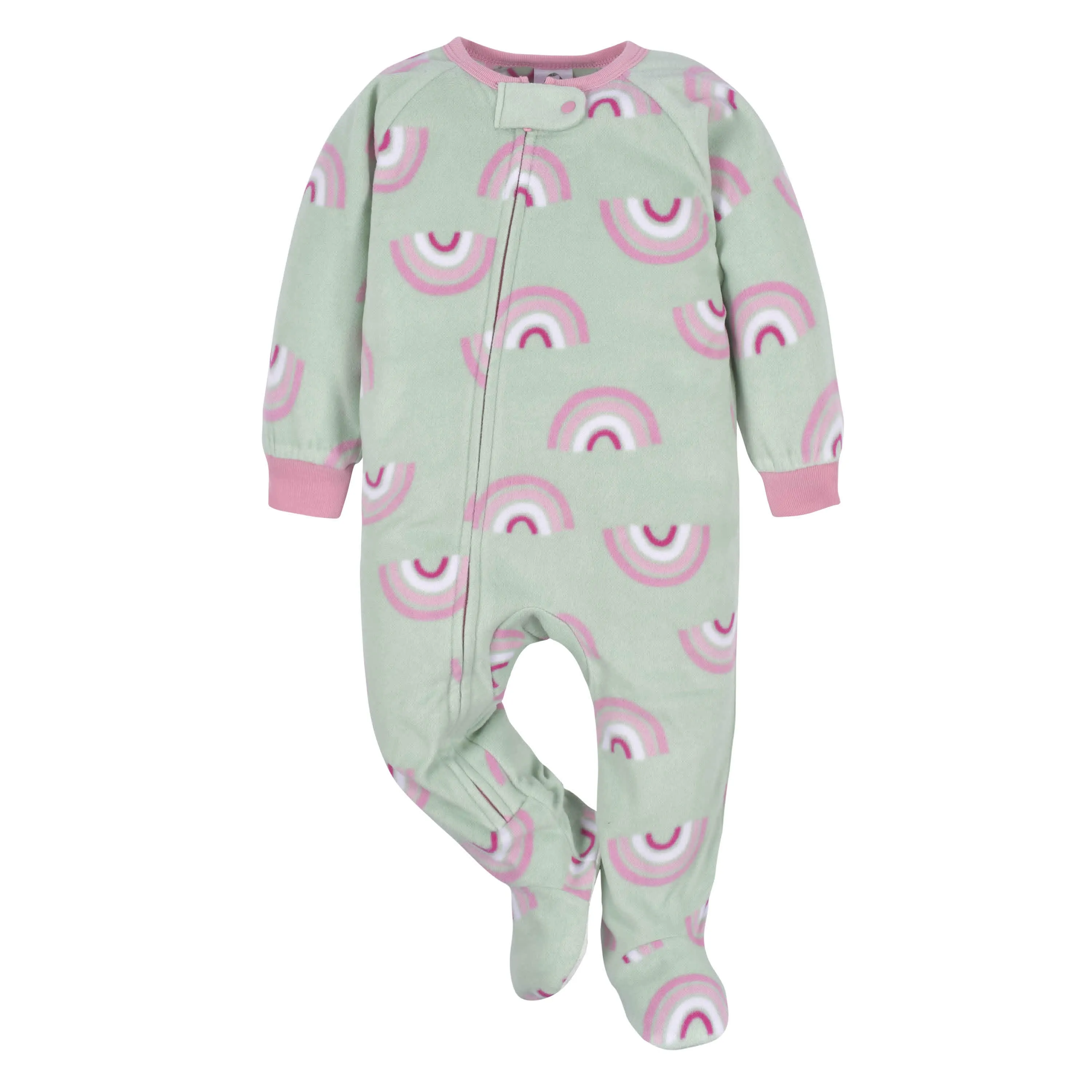 2-Pack Baby & Toddler Girls Green Rainbow Fleece Pajamas