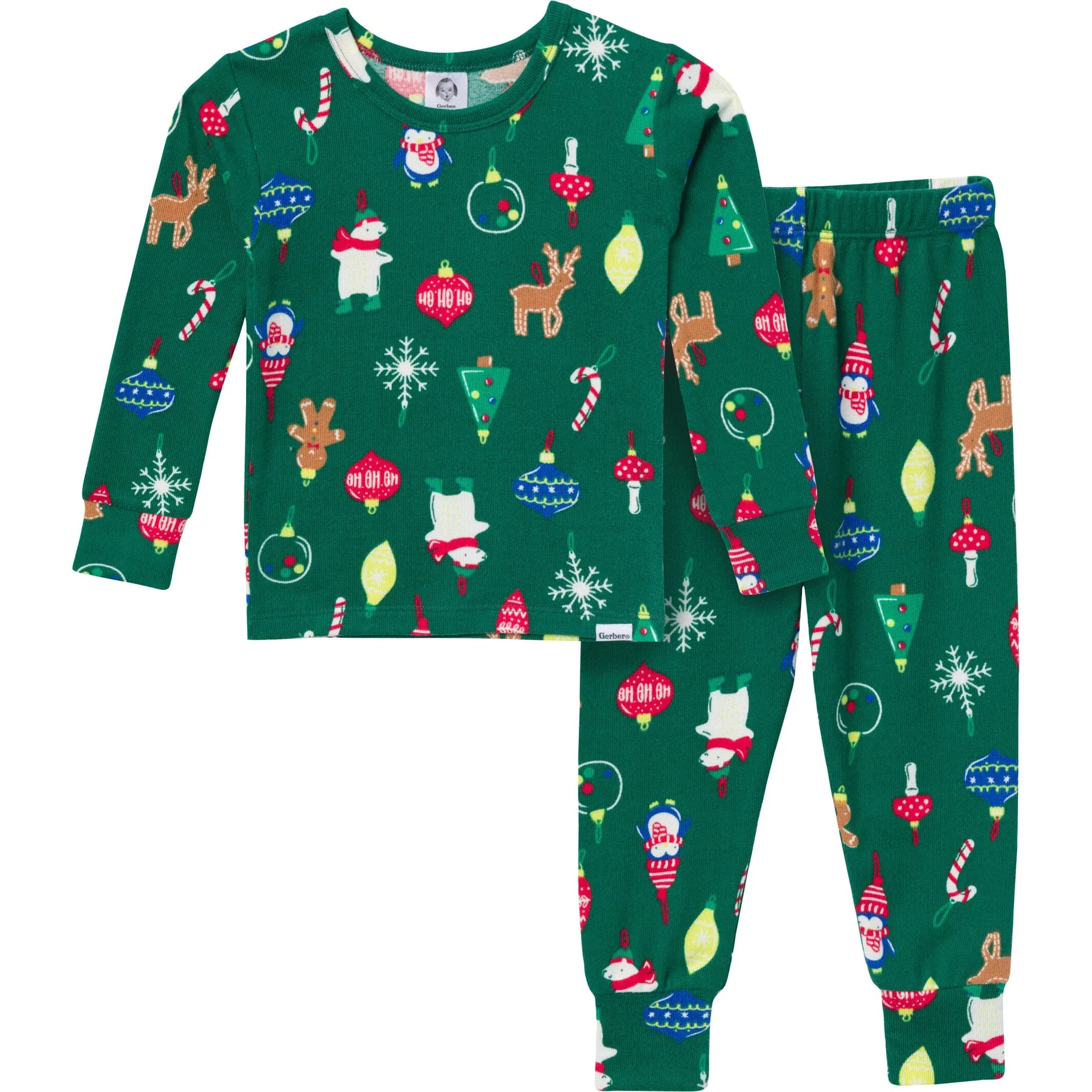 2-Piece Infant & Toddler Neutral Ornaments Hacci Snug Fit Pajama Set