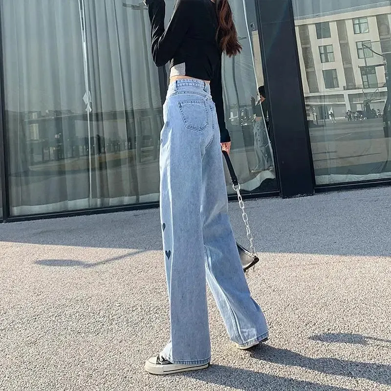 2024 Chic Design High Waist Wide Leg Streetwear Baggy Jeans