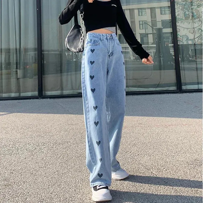 2024 Chic Design High Waist Wide Leg Streetwear Baggy Jeans