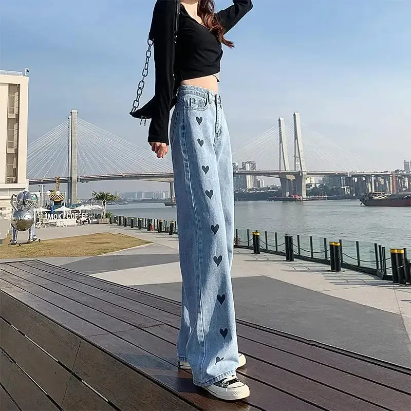 2024 Chic Design High Waist Wide Leg Streetwear Baggy Jeans