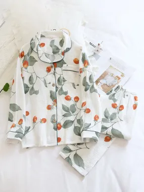 2Pcs Cherry Tomato Cotton Pajamas Set