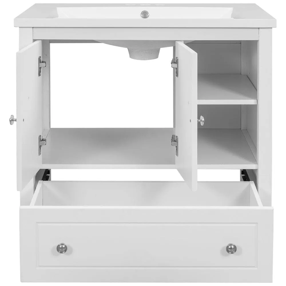 30" Freestanding Bathroom Vanity Storage Cabinet with Ceramic Sink