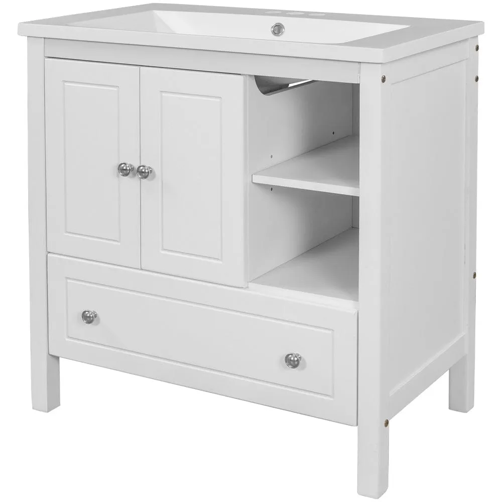 30" Freestanding Bathroom Vanity Storage Cabinet with Ceramic Sink