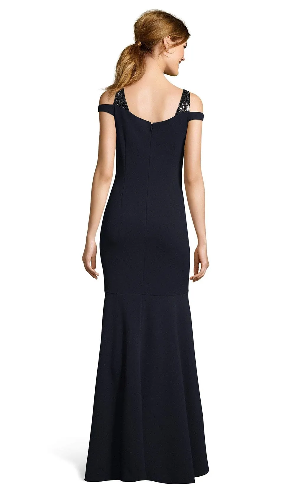 Adrianna Papell - AP1E202959 V-Neck Fitted Trumpet High Low Dress