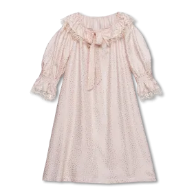 ALAYA - GIRLS NIGHTDRESS PINK WITH GOLDEN DOTS