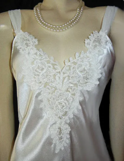 ALEXANDRA NICOLE BRIDAL TROUSSEAU SATIN BIAS-CUT NIGHTGOWN WITH A CHIFFON FLOUNCE STUDDED WITH SEQUINS & PEARLS