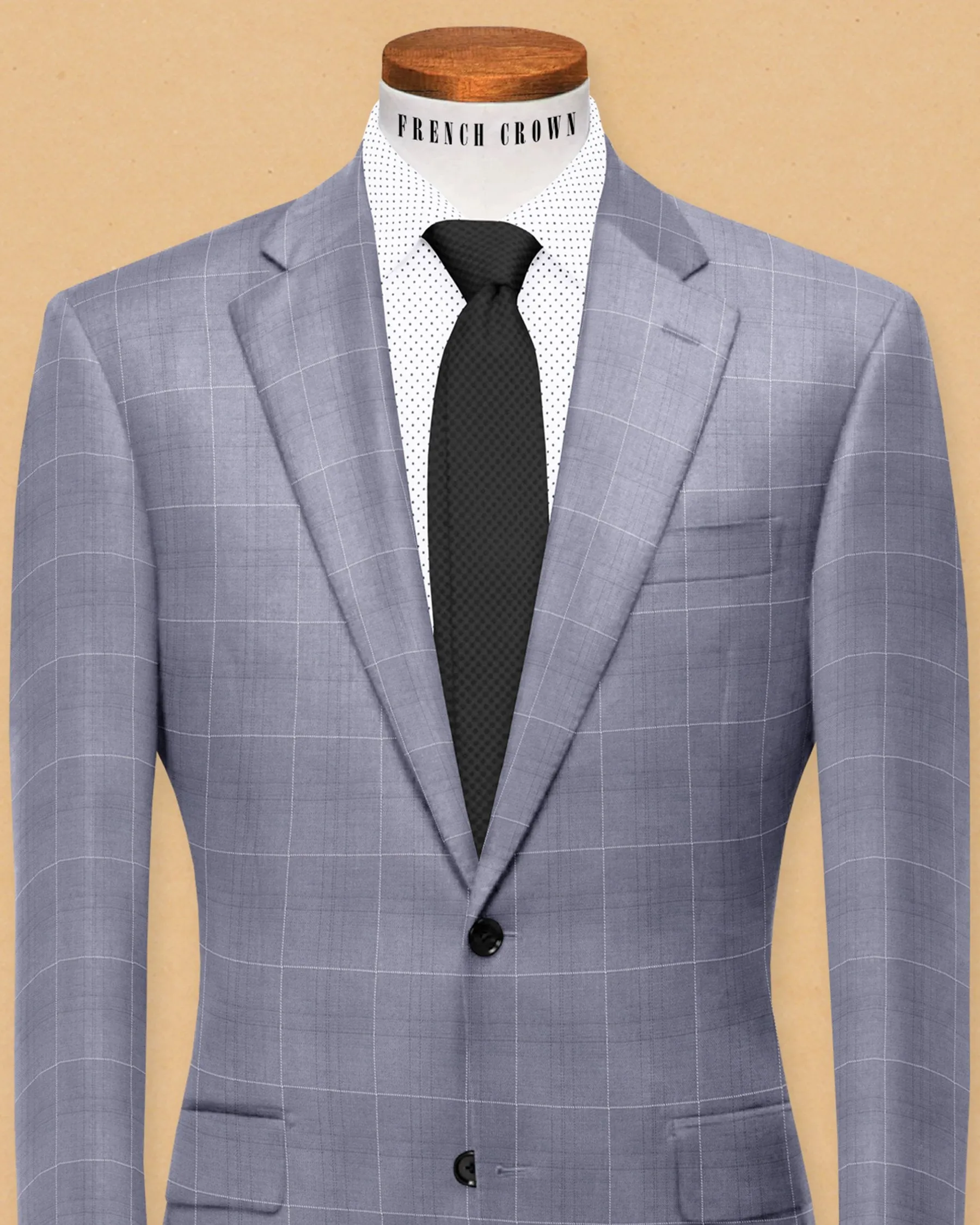 Anchor Grey Windowpane Wool Blazer