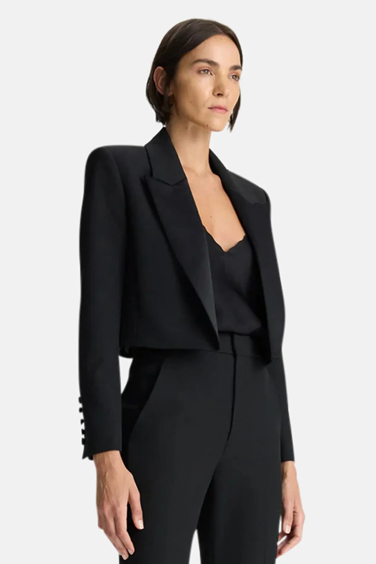 Anderson Cropped Tuxedo Jacket Black