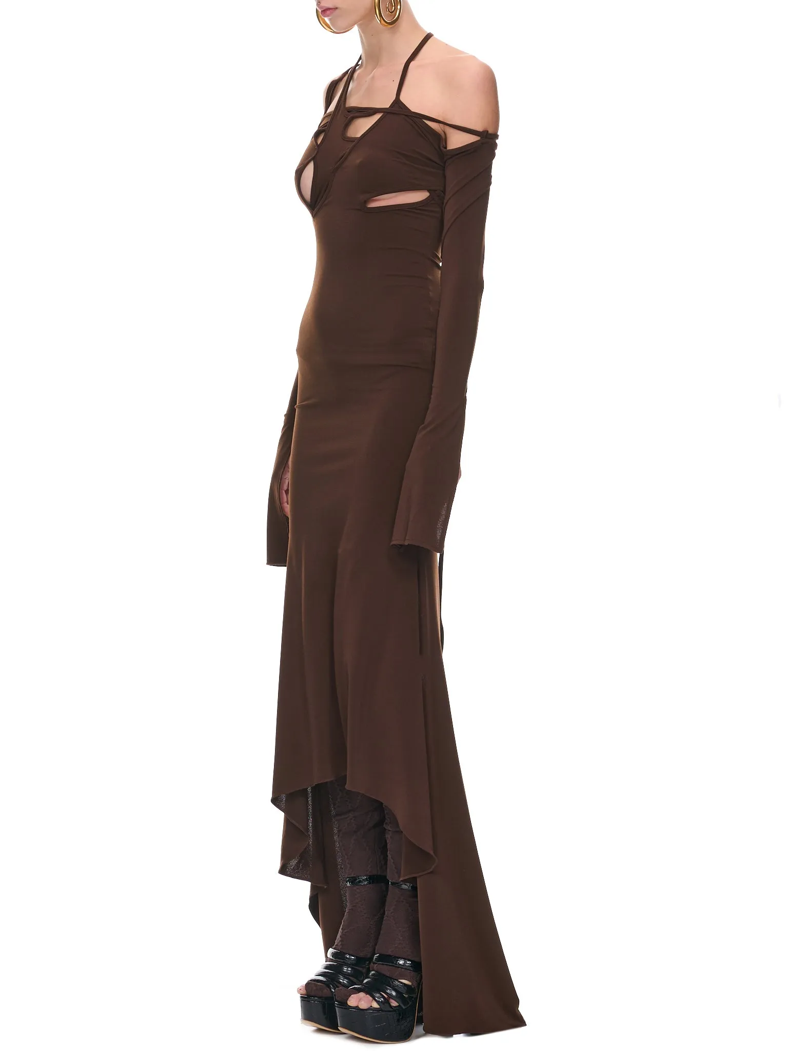 Armour Cable-Knit Dress (D007-DARK-BROWN)