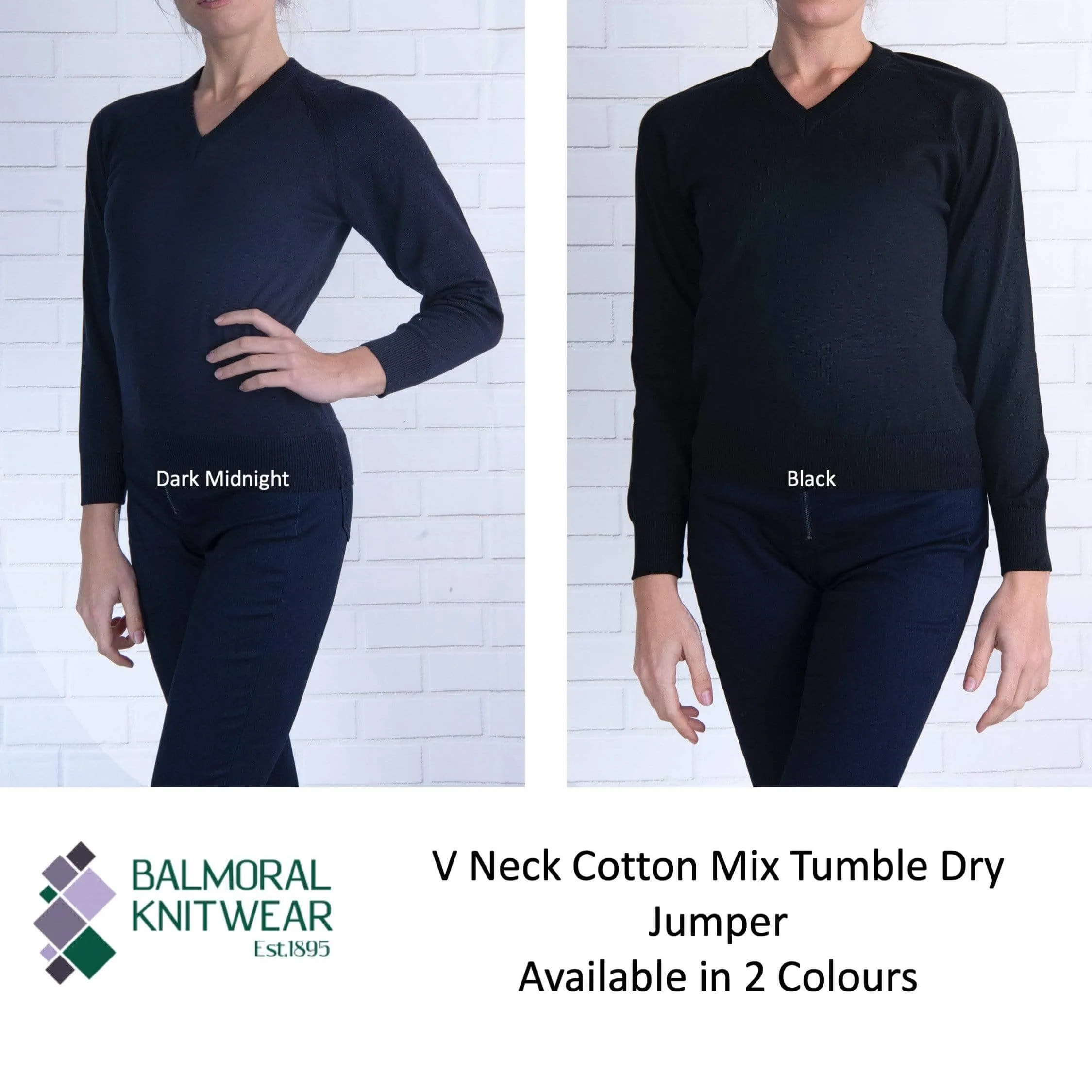 Balmoral Women V-Neck Cotton Blend Classic Jumper