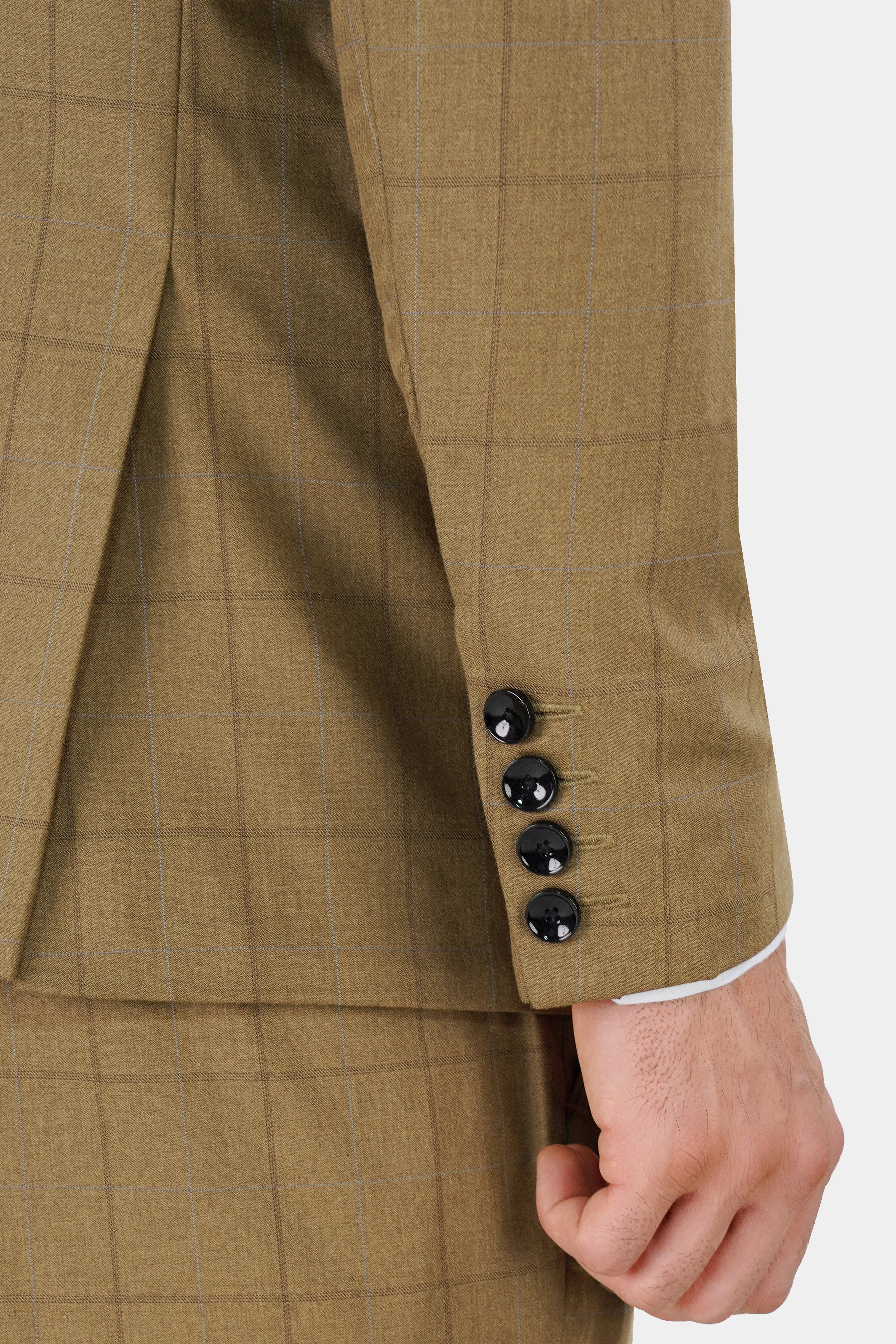 Barley Brown Windowpane Wool Rich Designer Blazer