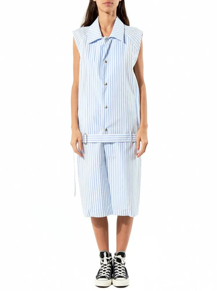 Belted Sleeveless Dress (17120104-01 BLUE-WHITE STRIPE)