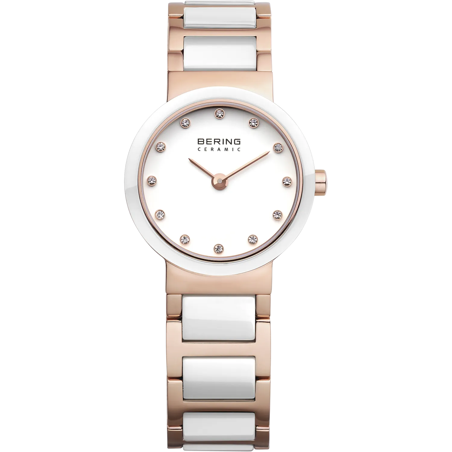 Bering Ladies White Ceramic & Rose Watch 10725-766