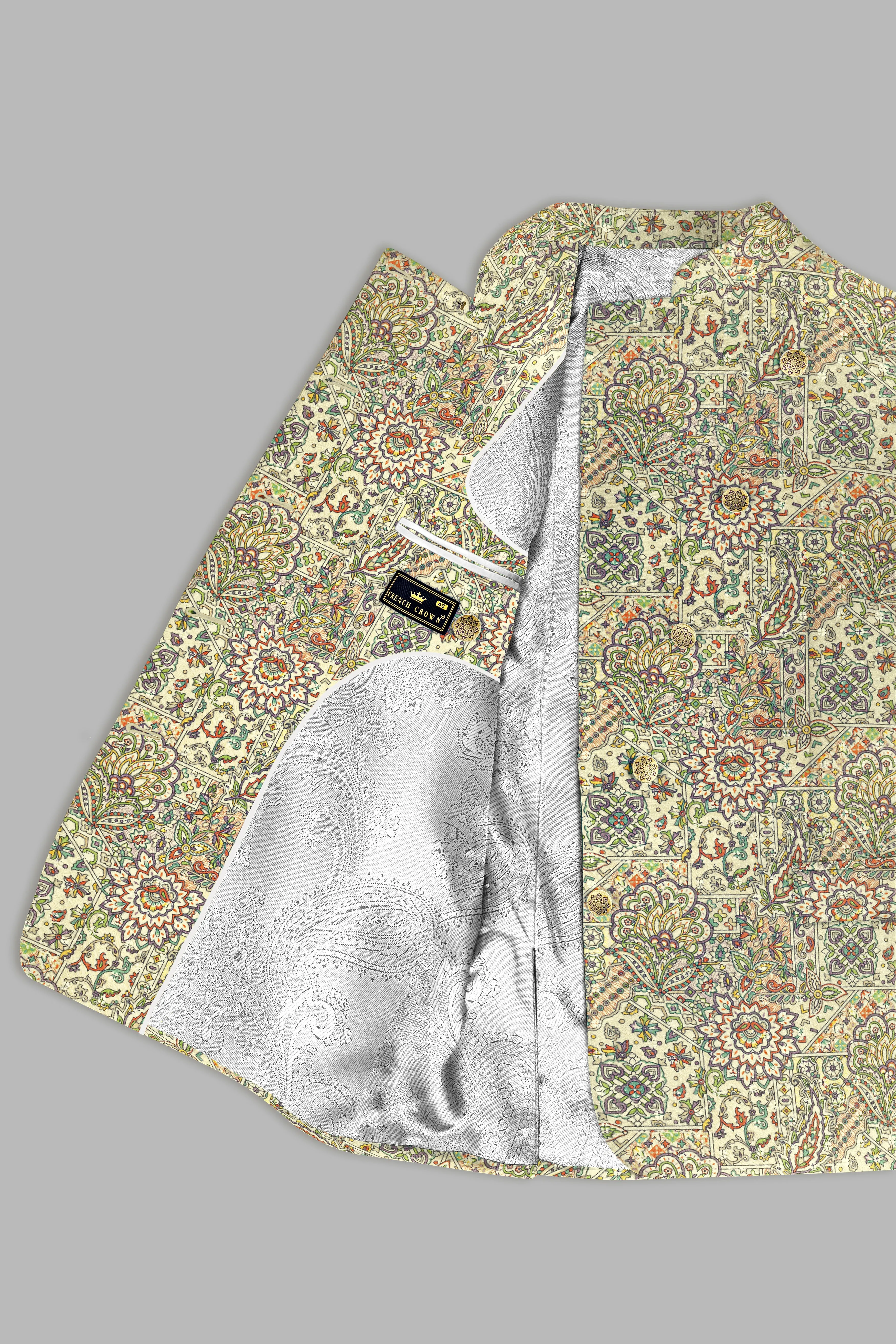 Beryl Green And Faded Purple MultiColour Embroidered Cross Placket Bandhgala Jodhpuri