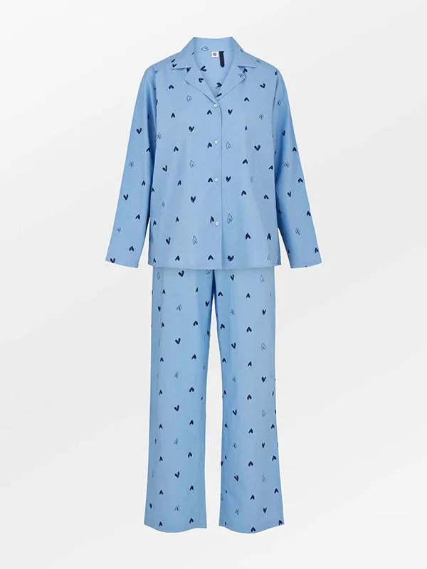 Bicolor Heart Long Sleeve Shirt Pajama Set