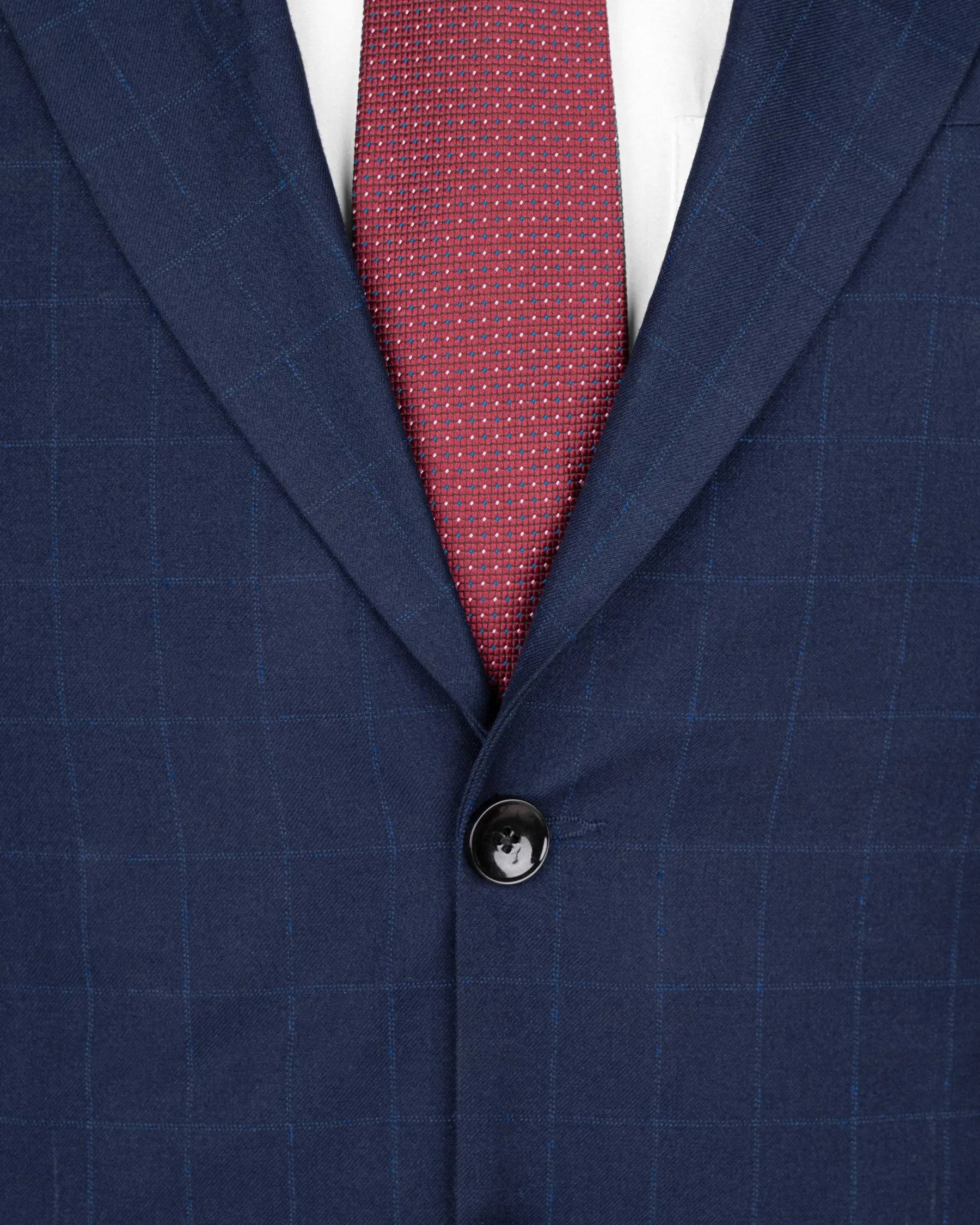 Big Stone Blue Super fine Subtle Checkered Wool Rich Blazer