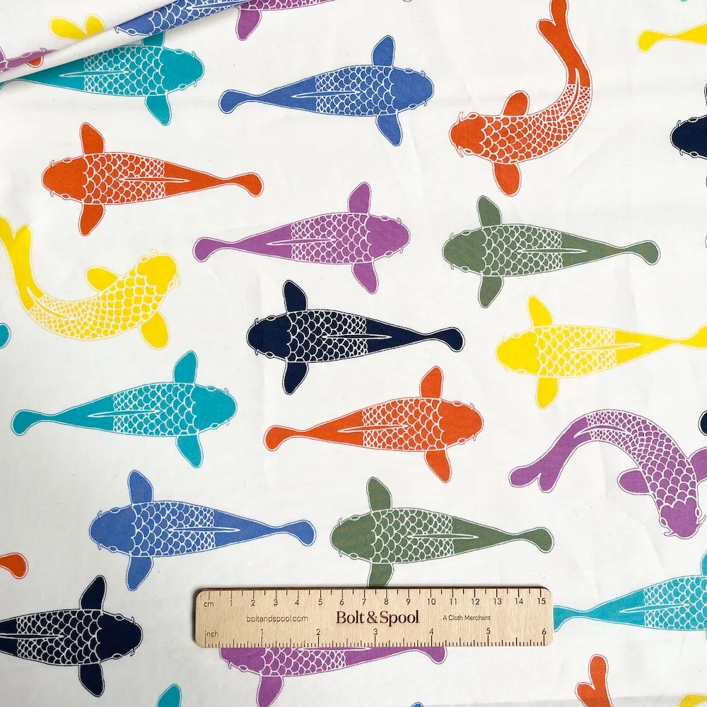 Birch Organic Fabric : Just for Fun - Playing Koi Bright Multi