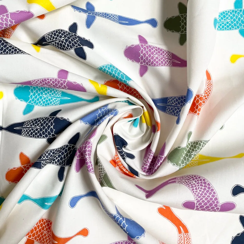 Birch Organic Fabric : Just for Fun - Playing Koi Bright Multi