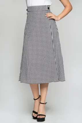 Black and White Check with Pleats Pencil Skirt