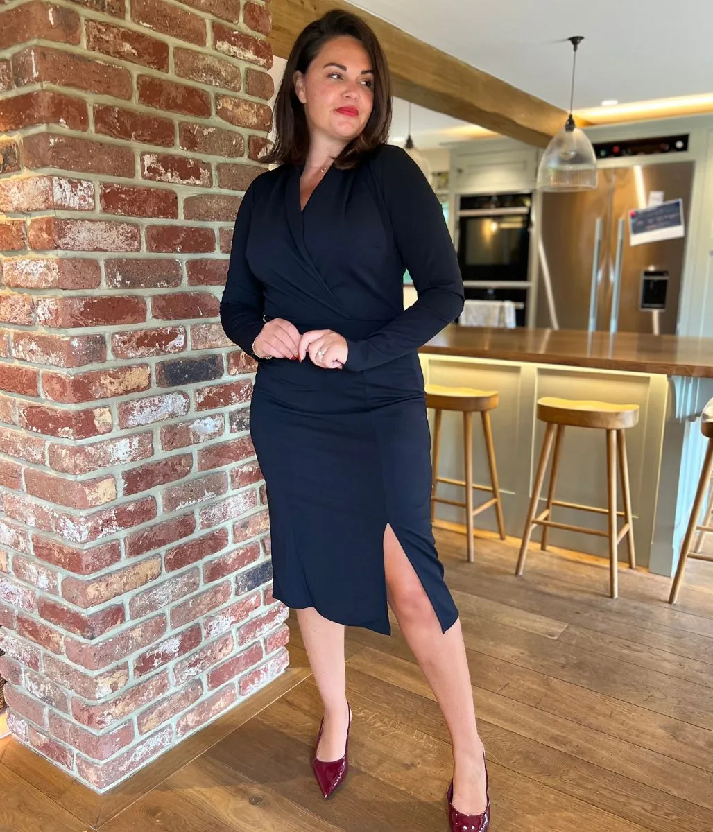 Black Long Sleeve Wrap Dress