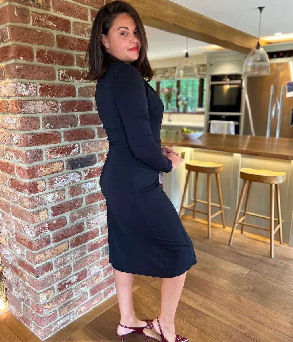 Black Long Sleeve Wrap Dress