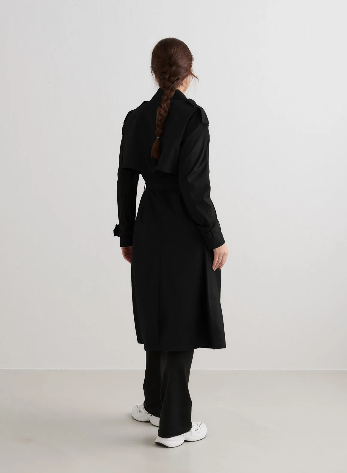 Black Recycled Tech Trench Coat