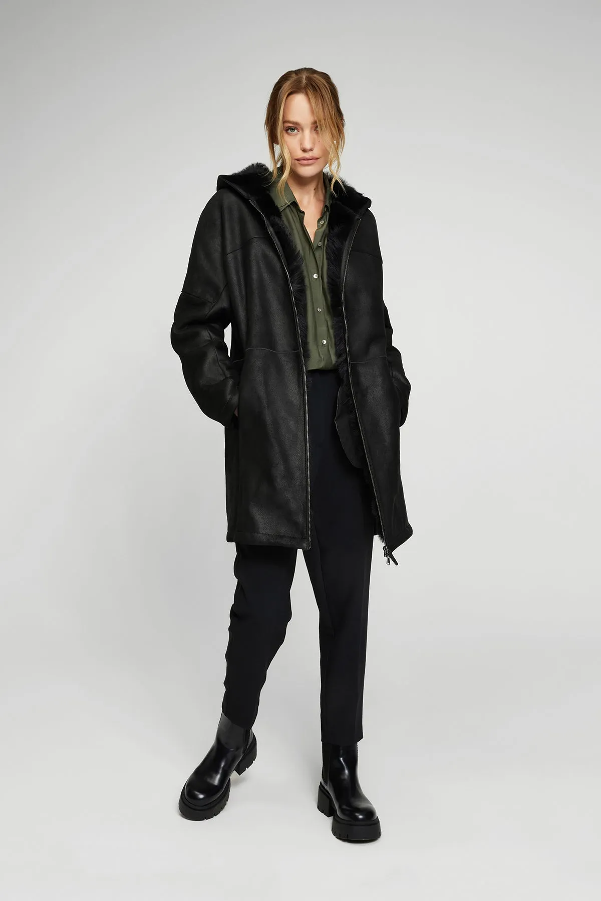 Black Shearling Coat