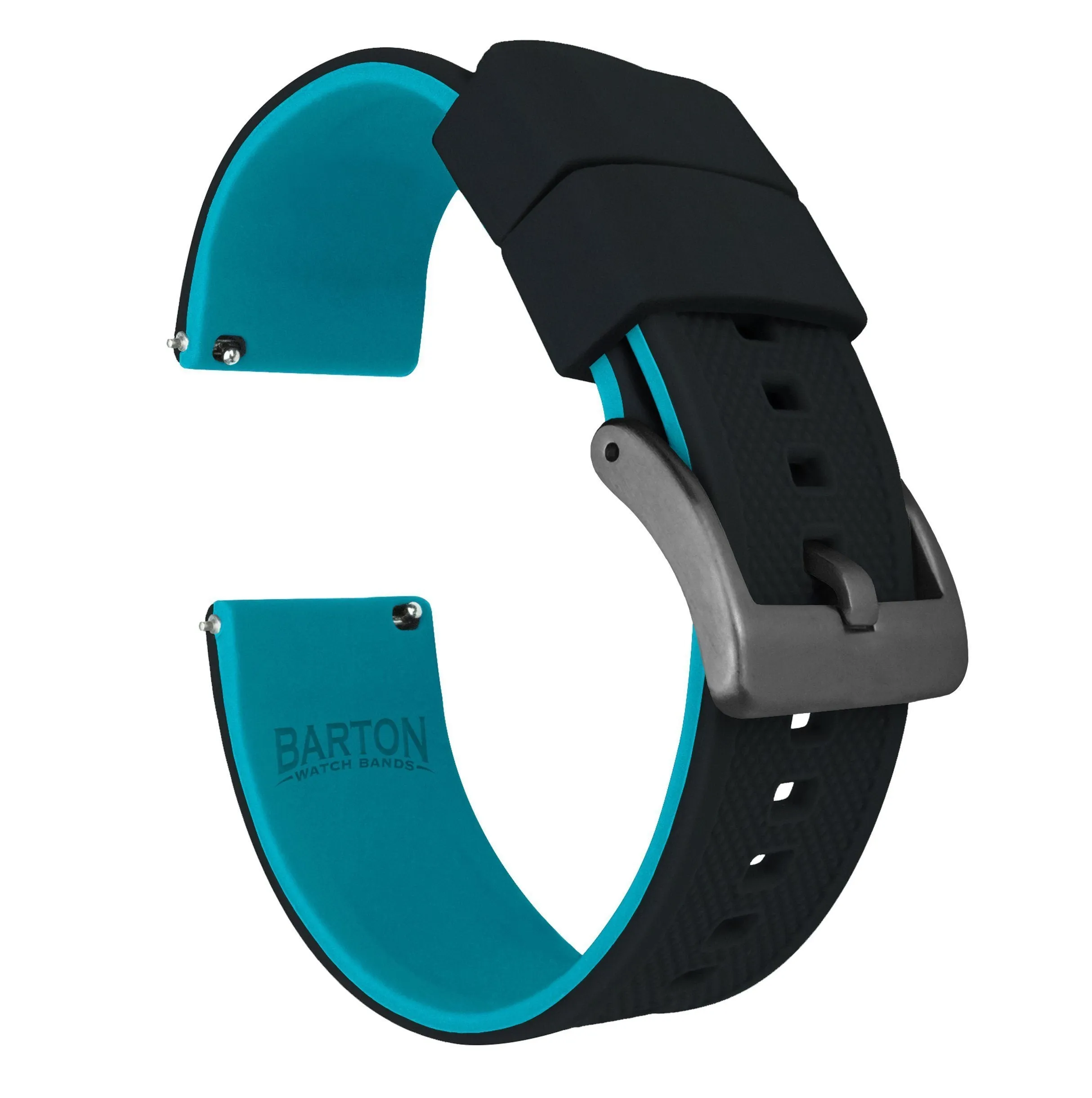 Black Top Aqua Blue Bottom Elite Silicone Watch Band