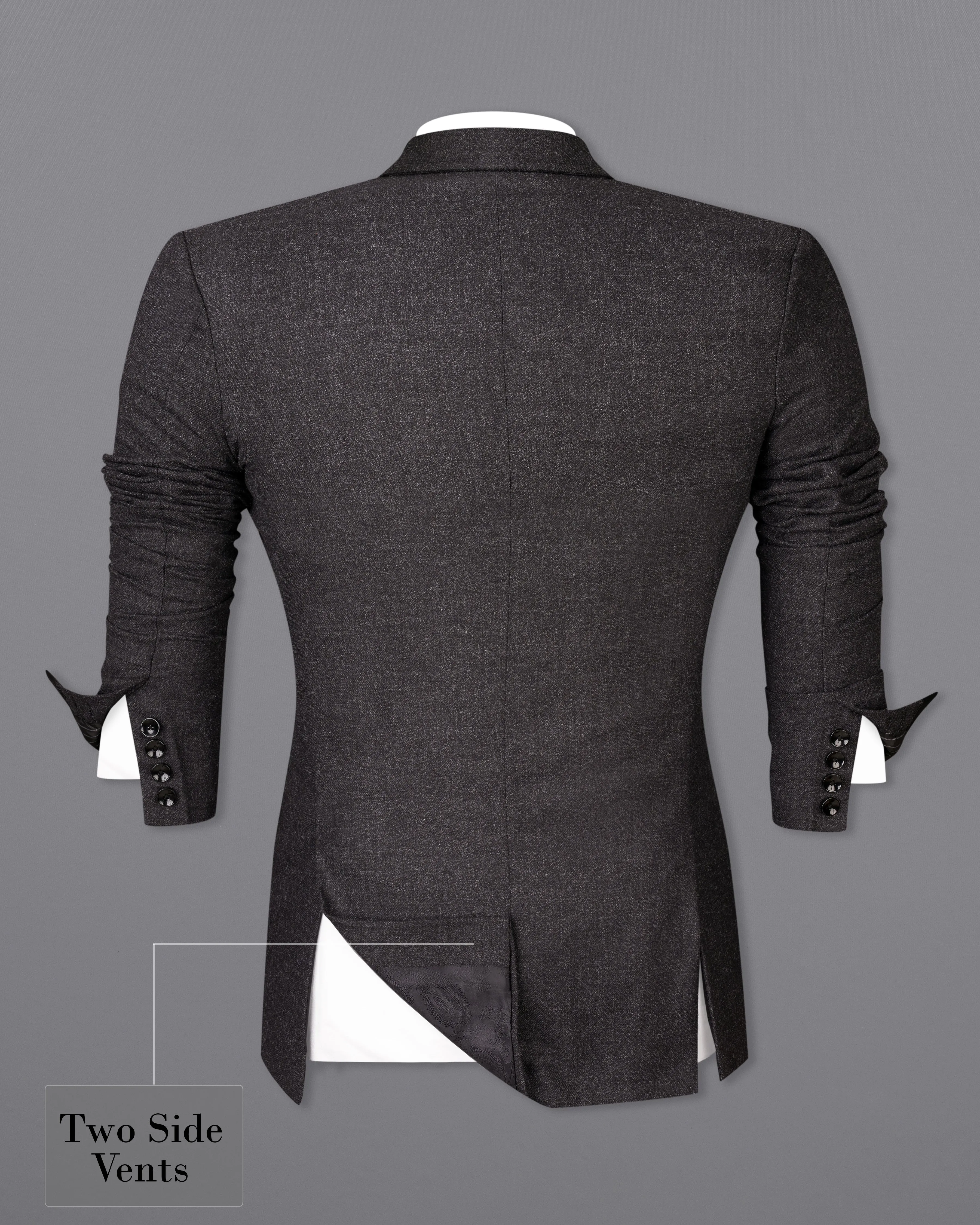 Bleached Gray Wool Rich Double Breasted Blazer