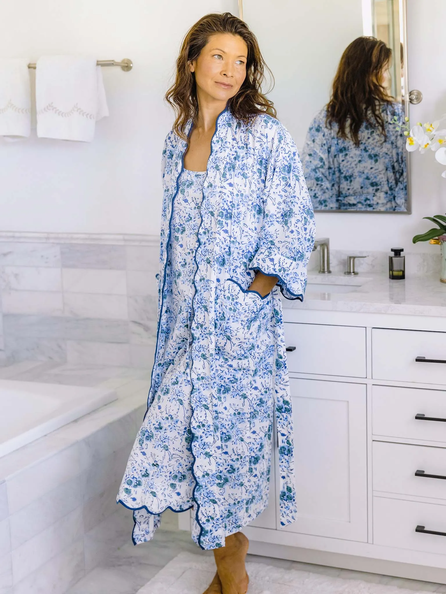 Blue Floral Slip Nightgown