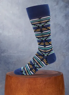 Bright Aztec Sock in Navy