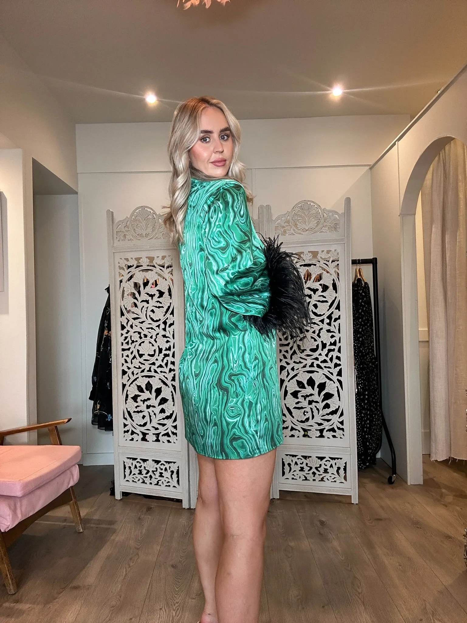 Carlotta Malachite Print Mini Dress