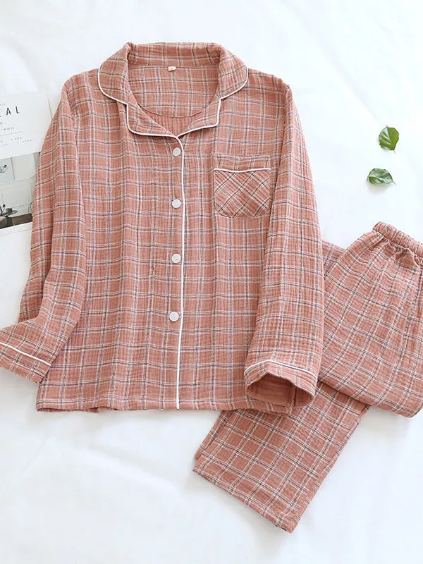 Check Couple Shirt Pajama Set