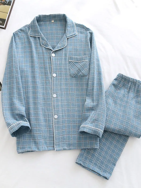 Check Couple Shirt Pajama Set