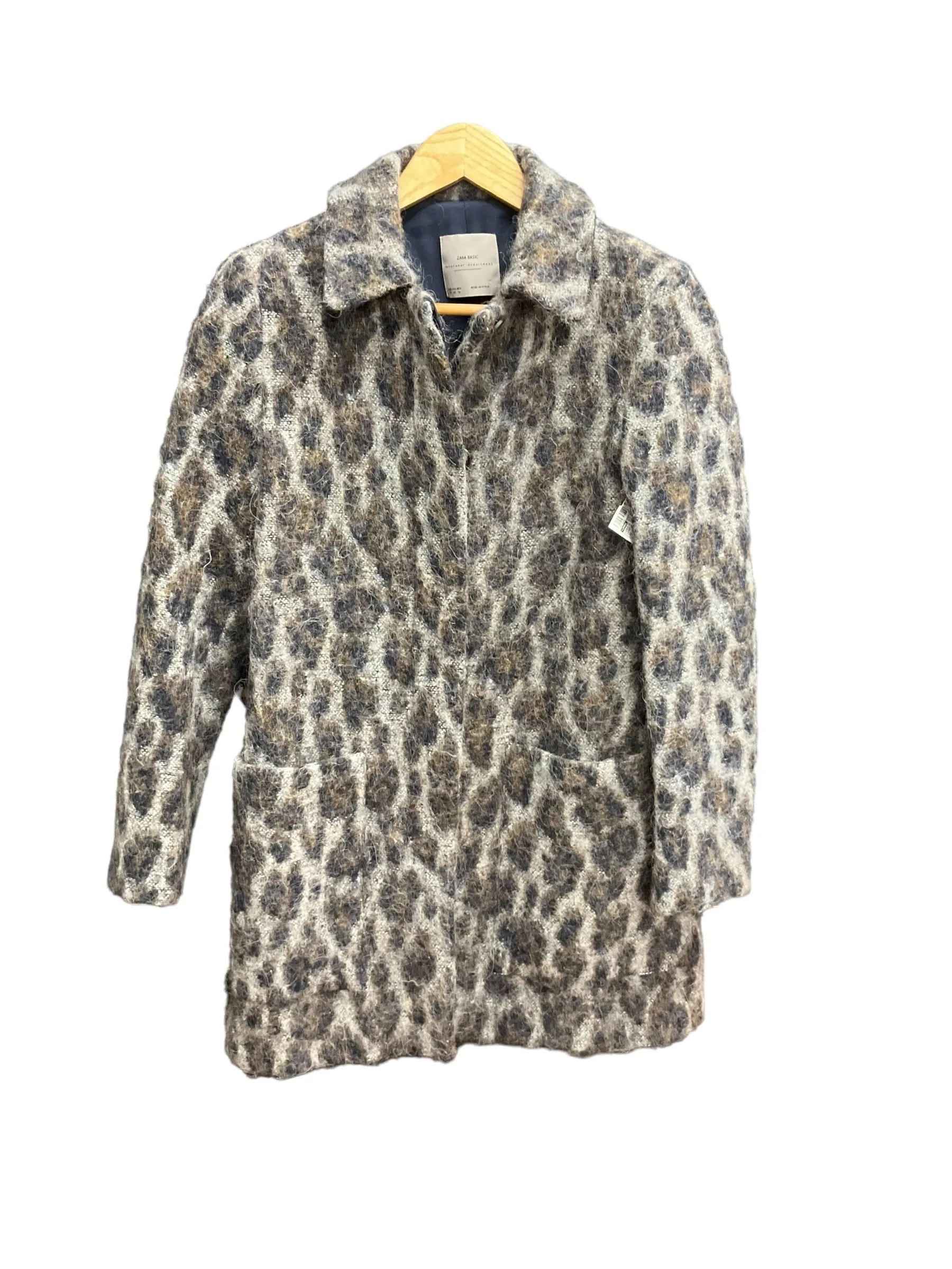 Coat Wool By Zara Basic In Leopard Print, Size: Xs