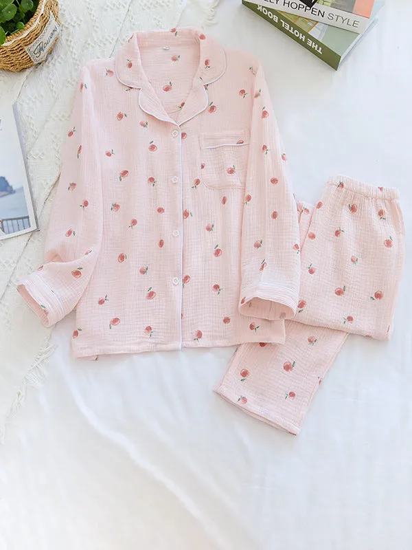 Cotton 2Pcs Strawberry Sweet Pajama Set