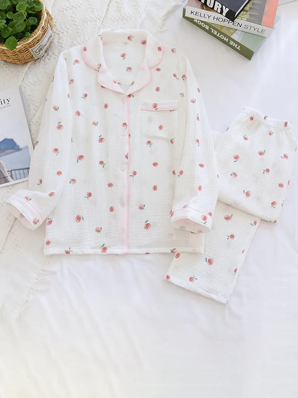 Cotton 2Pcs Strawberry Sweet Pajama Set