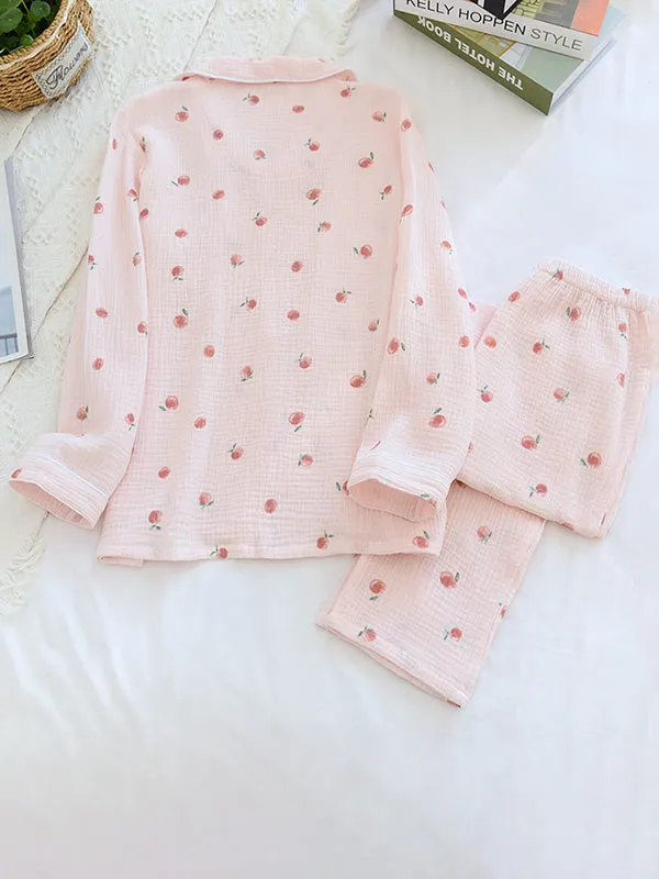 Cotton 2Pcs Strawberry Sweet Pajama Set