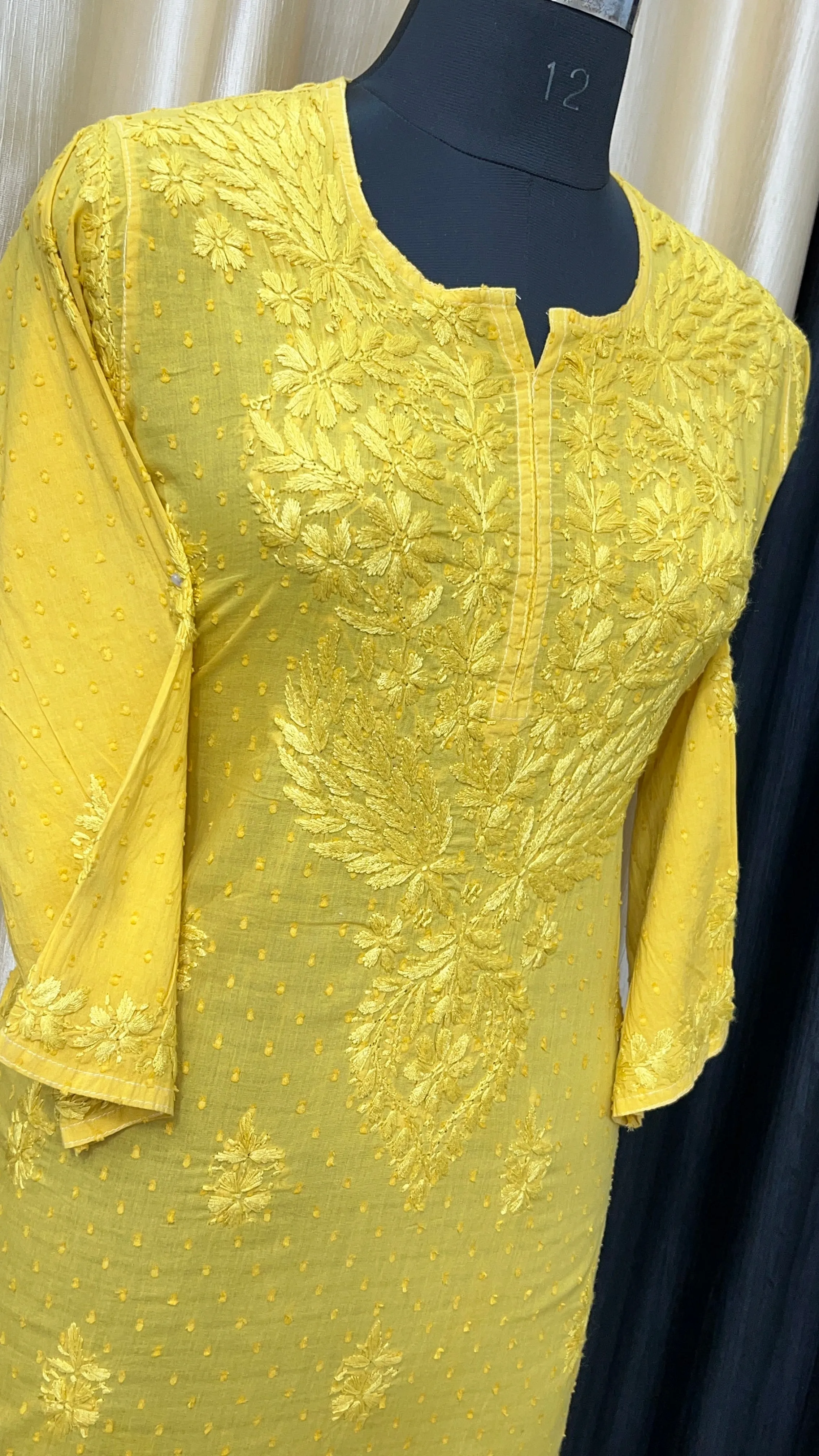 Cotton Dyeable chikan kurti