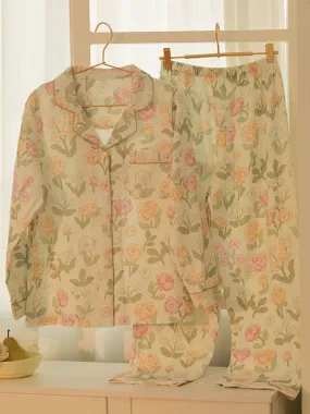 Cotton Flowers Printed Pajama Set