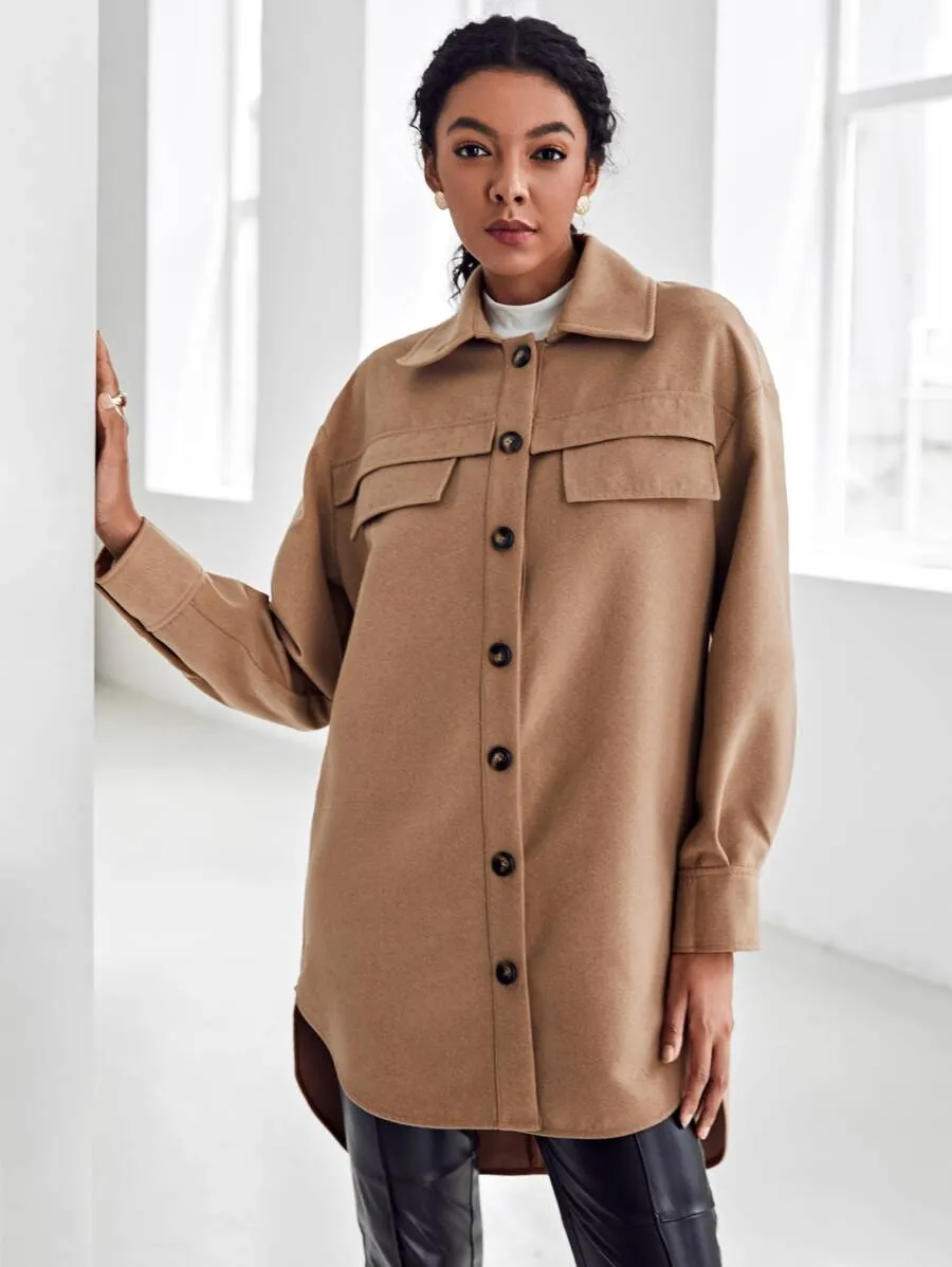 Curved Hem Coat