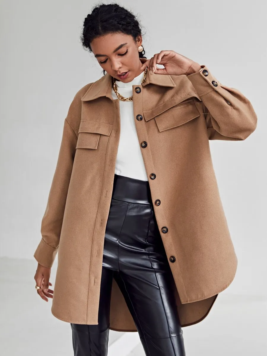 Curved Hem Coat