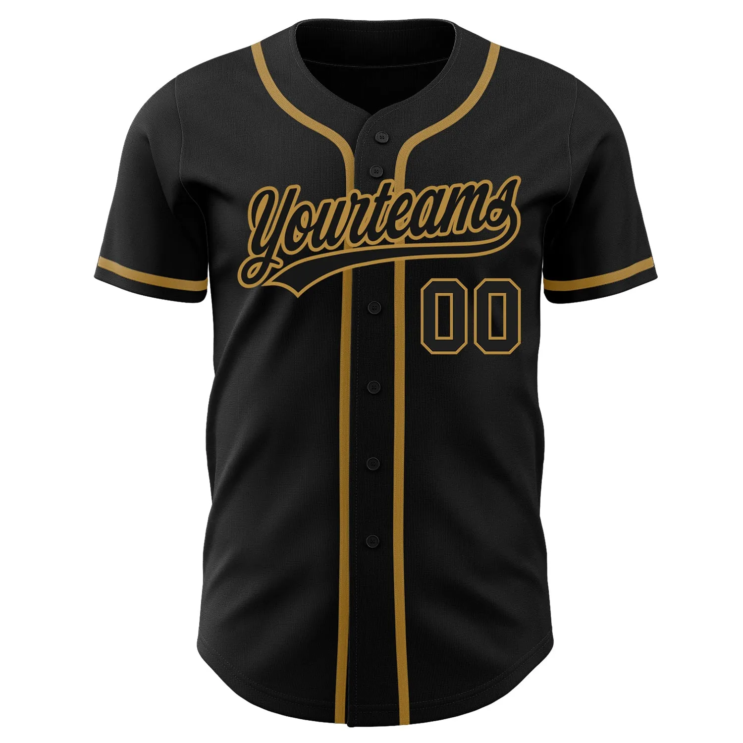 Custom Black Black-Old Gold Authentic Baseball Jersey