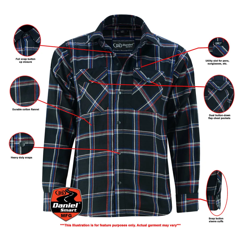 Daniel Smart Flannel Shirt - Black, Red and Blue