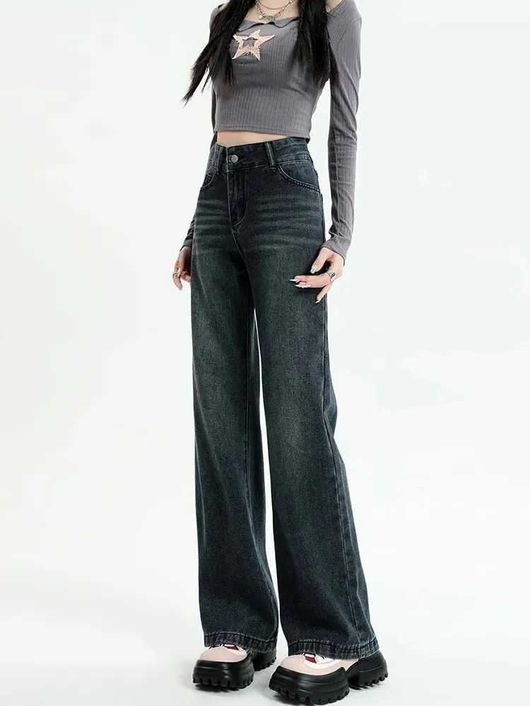 Dark Wash Straight Leg Denim Jeans