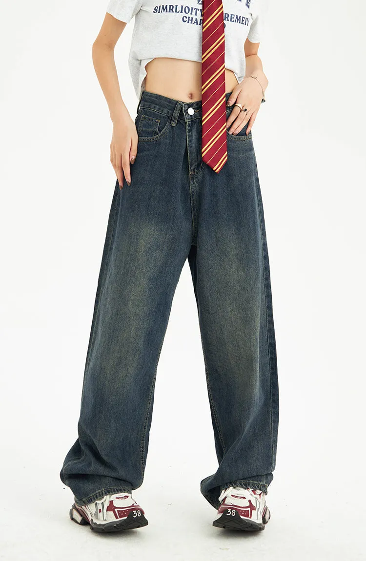 Distressed Pocket Wide Leg Jeans